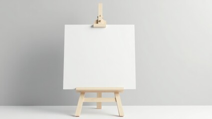 Blank canvas on a small wooden easel against a plain background.