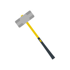 sledgehammer flat design vector illustration isolated on white background. illustration for construction, demolition, industry, or graphic themes
