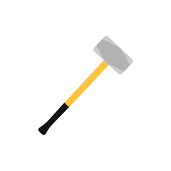sledgehammer flat design vector illustration isolated on white background. illustration for construction, demolition, industry, or graphic themes