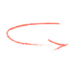 Vector scribble, bright red curved texture arrow