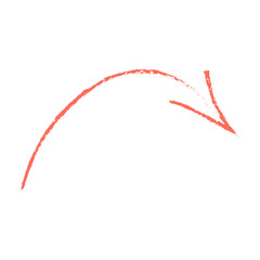 Vector scribble, bright red curved texture arrow