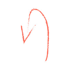 Vector scribble, bright red curved texture arrow