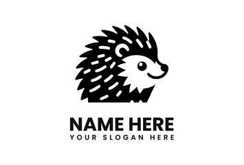 Smiling Hedgehog Logo with Spiky Back and Friendly Expression.
