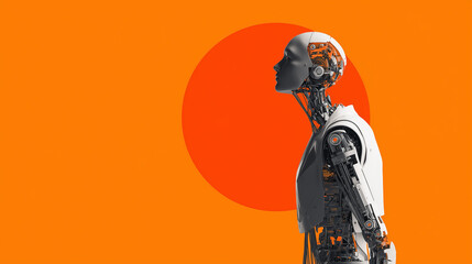 Futuristic AI humanoid robot with exposed circuitry, representing artificial intelligence evolution and technology