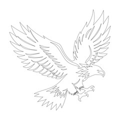 Line Art Silhouette of Flying Eagle with Spread Wings and Extended Talons