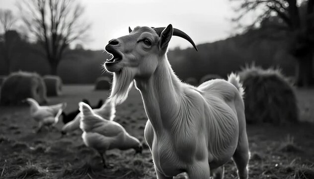 Nubian goat roaring with a loud bleat