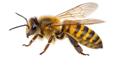 Honeybee Closeup Isolated on Transparent Background, Insect Photography, Pollinator, Honeybee, Insect, Nature