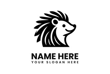 Stylized Hedgehog Head Logo Design in Black and White.