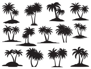 Obraz premium PALM TREE ISLAND SILHOUETTE