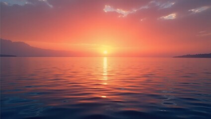 Obraz premium Serene Sunset Over Ocean and Lake – Peaceful Evening Sky Landscape