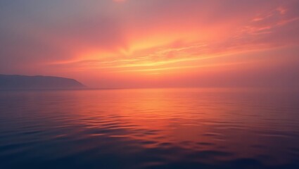 Obraz premium Serene Sunset Over Ocean and Lake – Peaceful Evening Sky Landscape