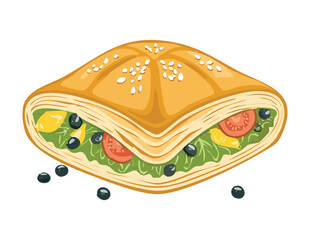 Savory Pastry Olive Filling - Vector Illustration