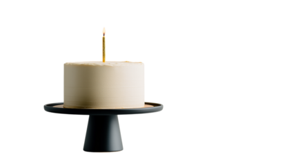 Iced Cake with Burning Candle