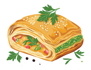 Rolled Vegetable Savory Pastry - Vector Illustration
