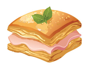 Savory Ham Layer Pastry - Vector Illustration