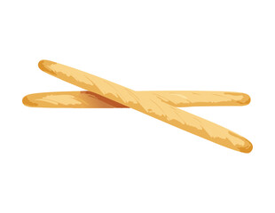 Two Golden Crispy Baked Breadsticks - Vector Illustration