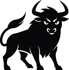 Angry Bull Silhouette vector Illustration Design on white background