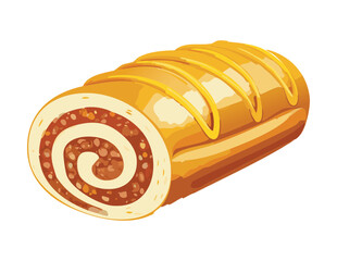 Delicious Golden Swirl Loaf End View - Vector Illustration