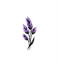 Minimalist vector logo of lavender and wheat, simple black line drawing on a white background
