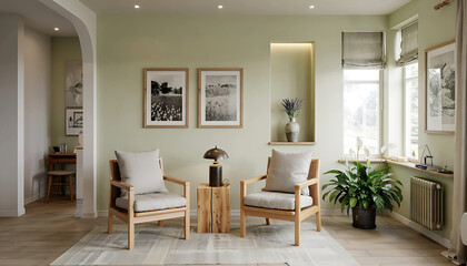 A modern living room interior featuring a comfortable sofa, stylish furniture, and a contemporary fireplace, perfect for a luxurious home design