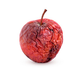 rotten red apple isolated on write  transparent.