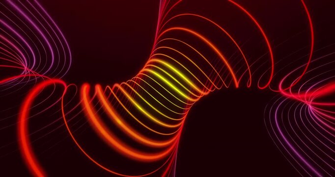 Golden fractals lines moving in the space. Loop