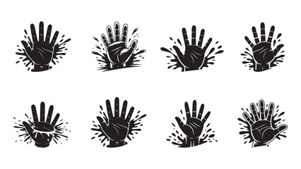 Collection of stylized different human hand vector illustration