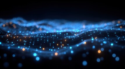 Abstract network grid with files and folders, futuristic software interface, digital document management system, store, search and organize documents, corporate business, paperless office