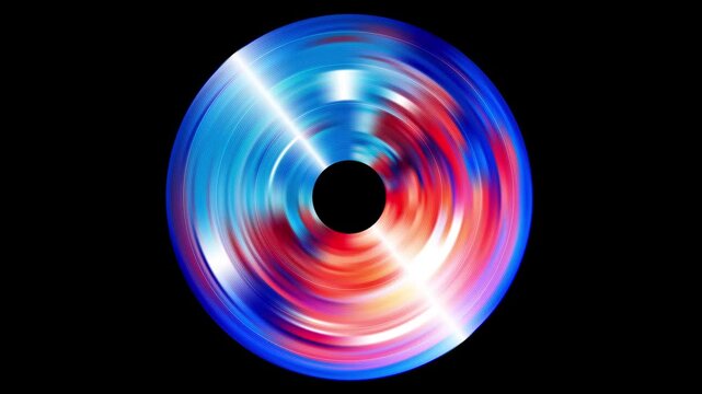 Colorful Glossy abstract vinyl disc CD animation loop. with vibrant swirling spinning gradient colors and light reflections. tech digital media, futuristic music poster