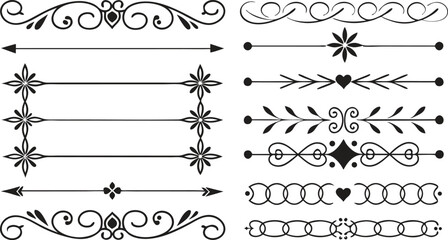 Classic line separators. text divider ornament bundle design element,