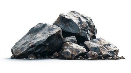 Isolated pile of rocks boulder stone rock material gray rough hard surface nature geology construction 100 silhouette