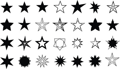 Star vector collection. Modern simple stars Vector set of different black sparkles icons.