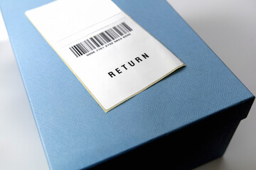 Return shipping label on the blue box