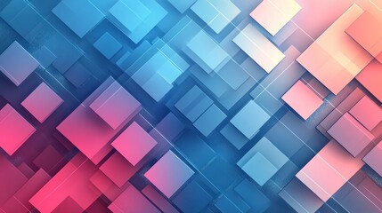 Abstract geometric background with overlapping squares in vibrant colors. (1)