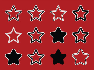 Black and white stars on red background outline