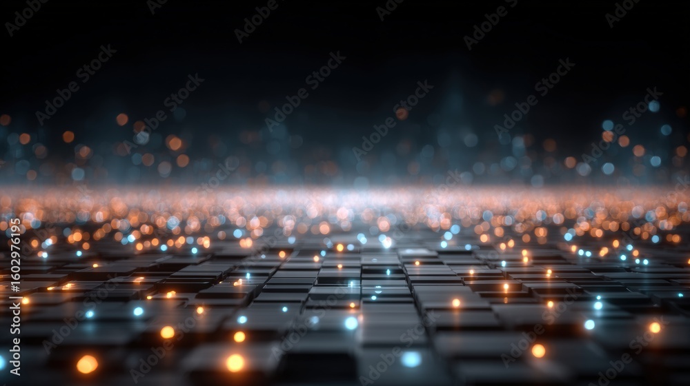 Poster abstract network grid with files and folders, futuristic software interface, digital document manage