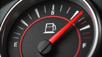 Close-up of a car fuel gauge showing the fuel tank nearly full with the needle pointing close to the "F" mark.