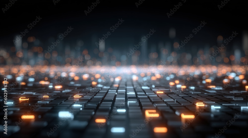 Poster abstract network grid with files and folders, futuristic software interface, digital document manage