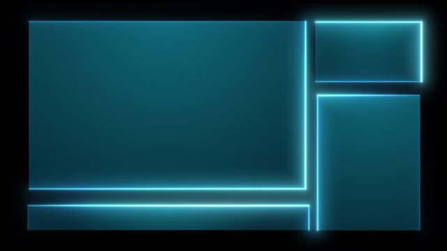 Set of user interface frames with thin blue lines moving along borders and empty inside. All movements are seamless looped