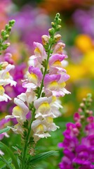Obraz premium Close-up of a cluster of colorful snapdragons.