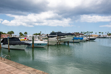 view of boats docked at La Marina in Dominican Republic