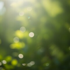 Fototapeta premium Green Forest Bokeh Background with Sunlight for Nature Themed Designs