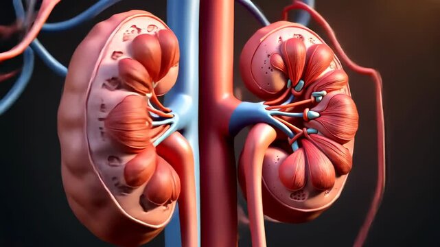 circulation, Kidney perfusion, Blood flow. Organ health. Capillaries constrict under low pressure. Vein elasticity enhances oxygen delivery. Cardiovascular efficiency supports organ function.