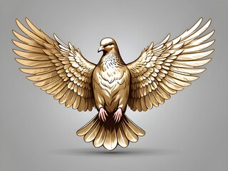 A radiant golden dove with expansive wings, symbolizing peace, hope, and freedom.