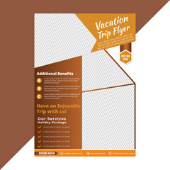 Travel and vacation deals flyer template with clean layout, ideal for promoting discounted travel offers, seasonal trips, or agency holiday packages in an editable vector format