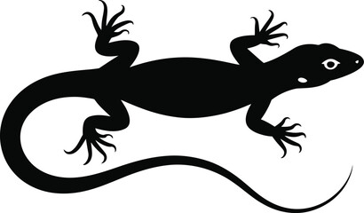 Naklejka premium Black silhouette of a gecko lizard isolated on white background