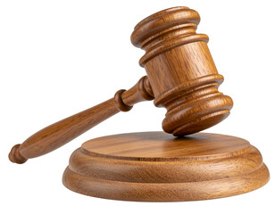 Seitliche Ansicht eines Holz-Richterhammers in Schräge Position, Gerichtssymbol, Transparent PNG