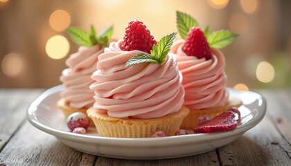 Delicious raspberry cupcakes dessert food photography sweet treats bakery gourmet cakes