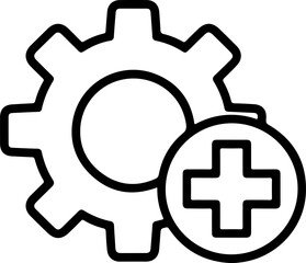 Gear with a plus sign inside a circle icon representing settings and additions