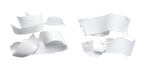 Abstract white shapes with torn edges